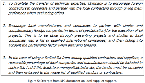 Excerpts from KPC document on local supplier support
